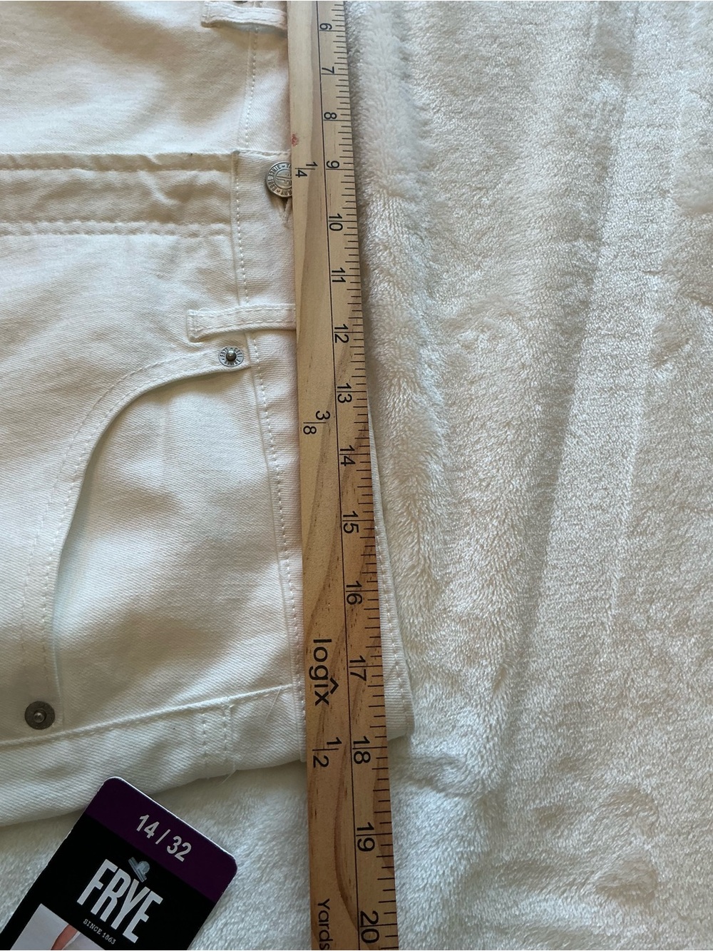 Frye High Rise Ivory Cropped Cuffed Jeans Size 14/32 NWT - Picture 9 of 14